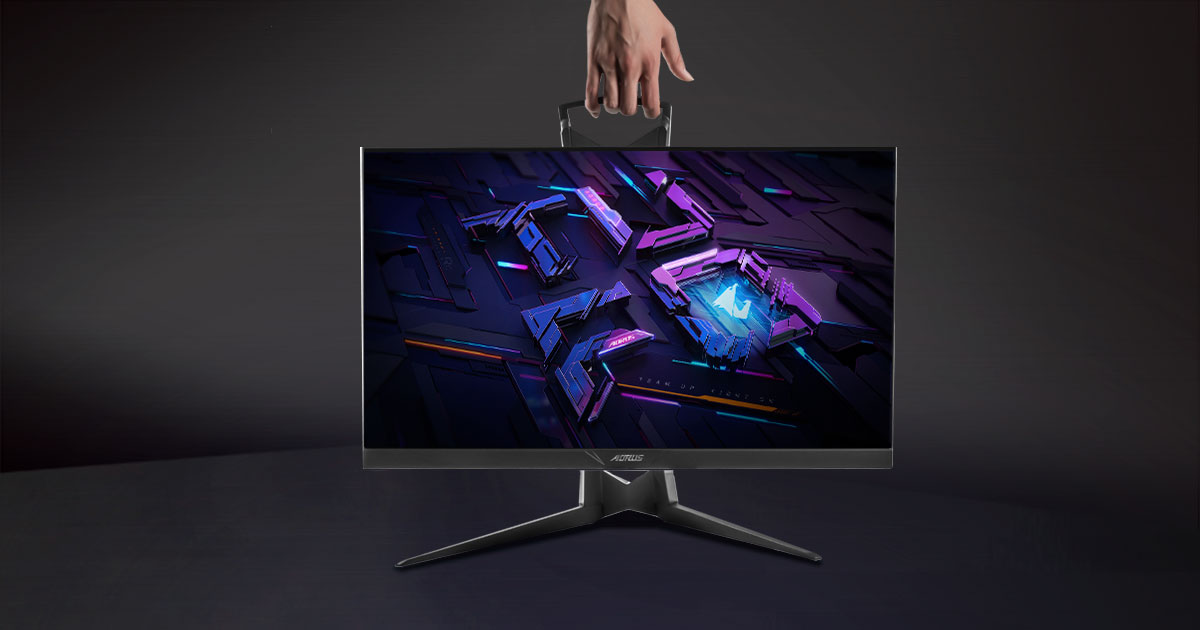a hand carry the Aorus KD25F monitor