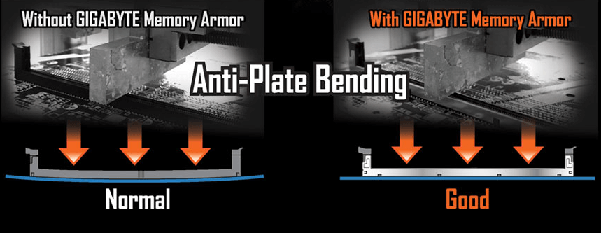 Comparison of PCB Bending With And Without GIGABYTE Memory Armor 